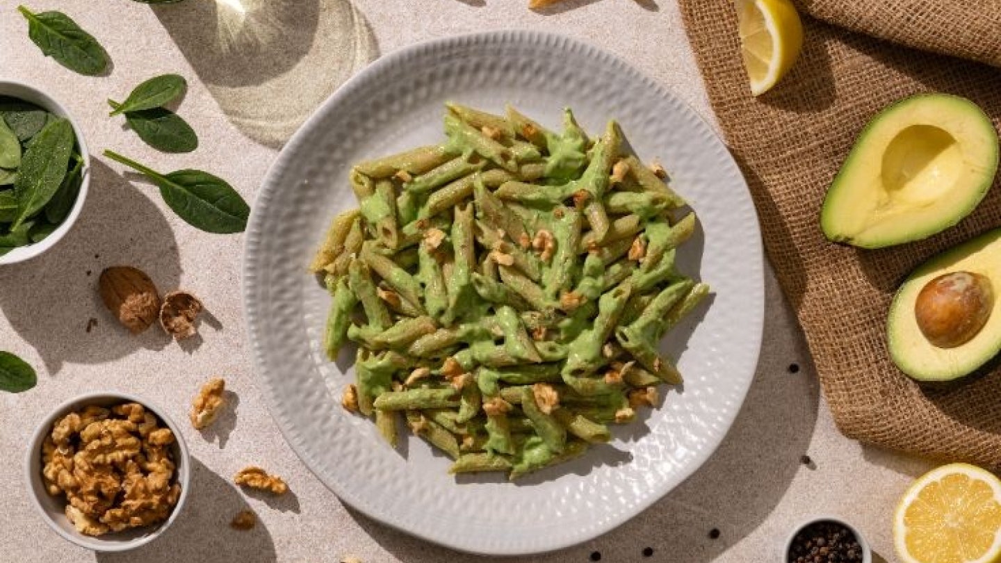 Bild Vollkornpasta 20mit 20Spinat 20und 20Avocado
